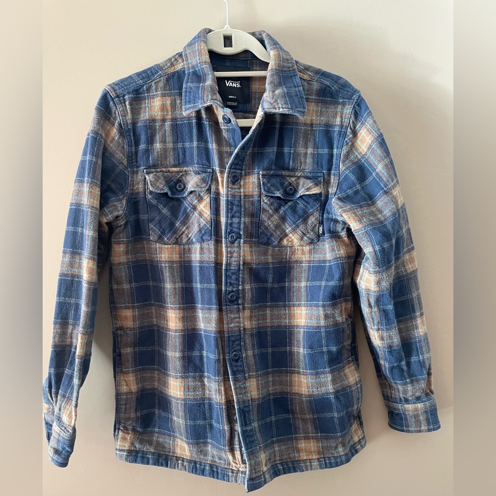 Vans Blue and Tan Checkered Shirt